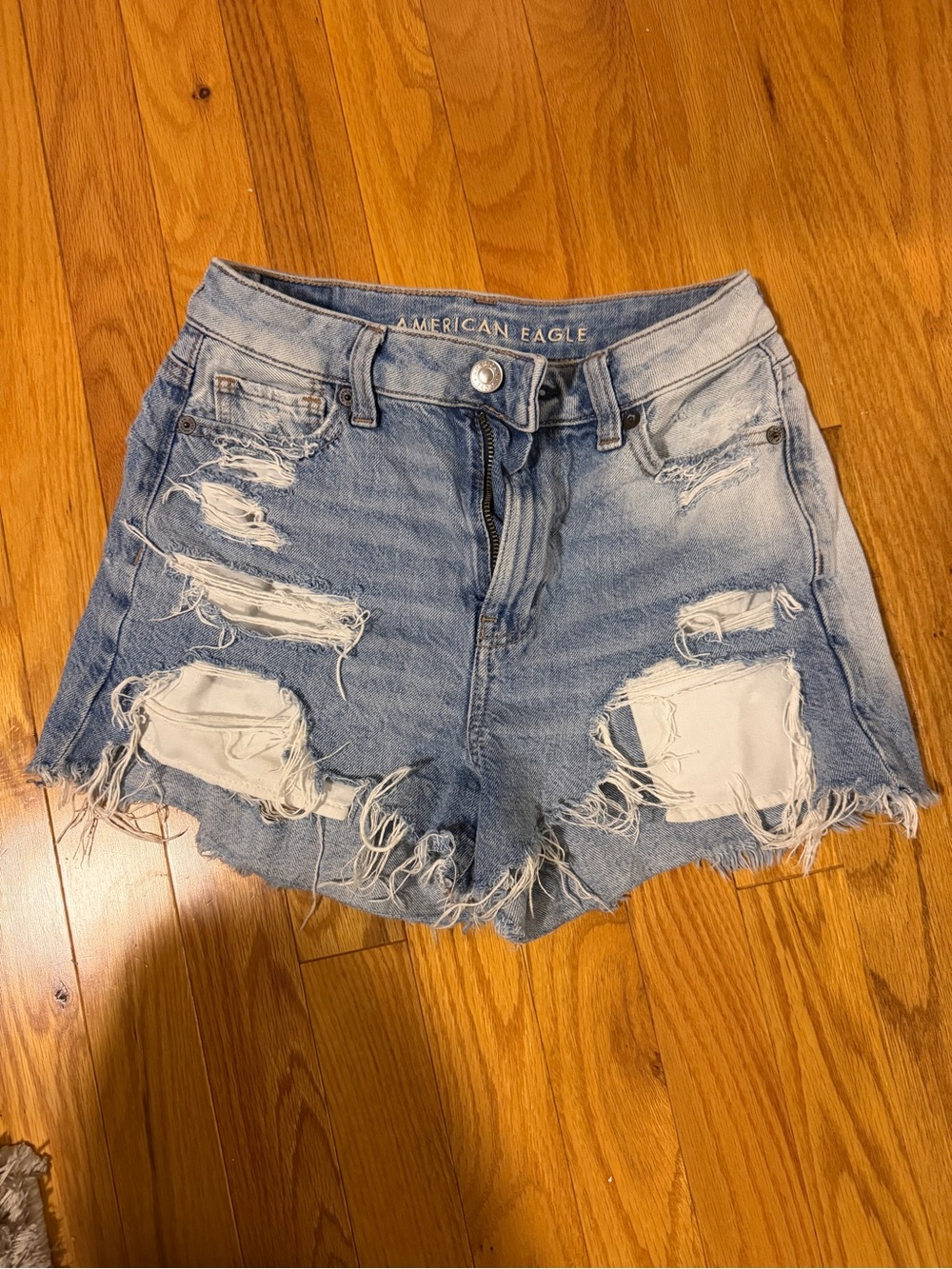 American Eagle Outfitters Distressed Light Wash Denim Shorts